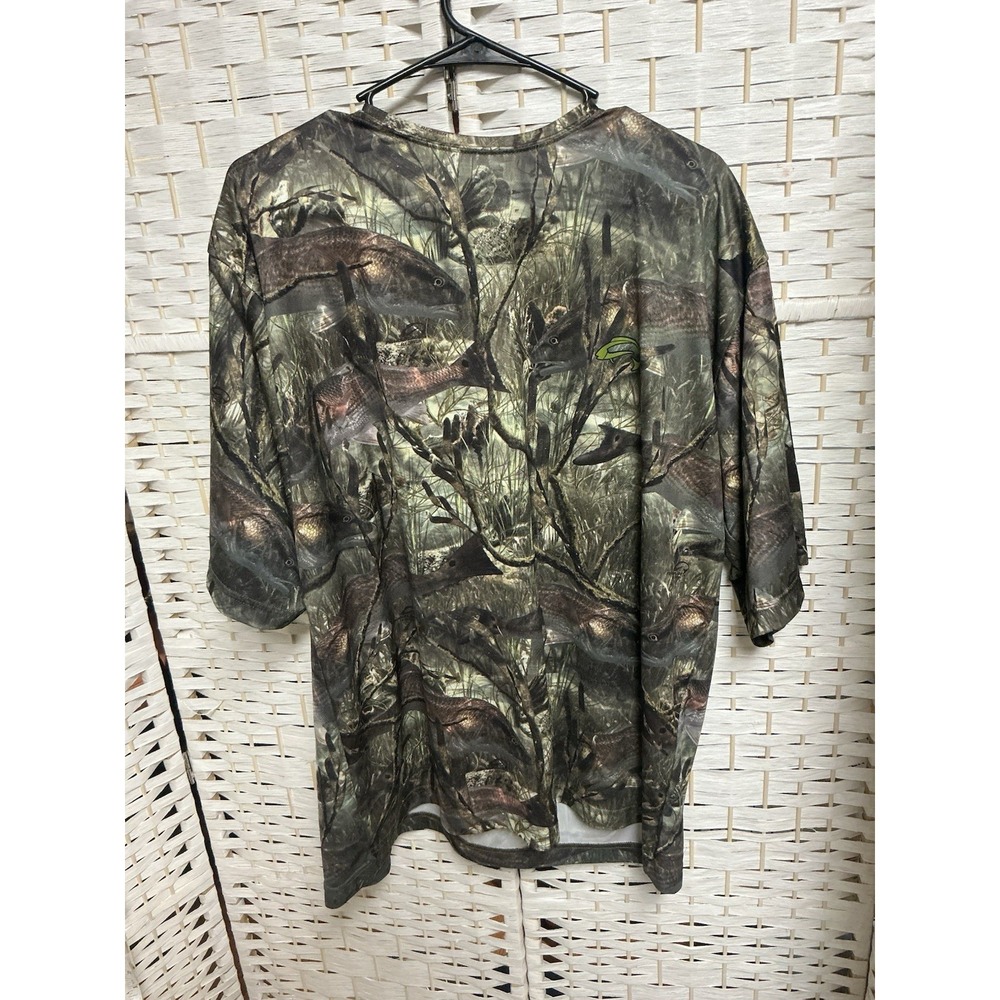 Fishouflage Bass Fishing‎ Short Sleeve Men's XL Camouflage Shirt Polyester